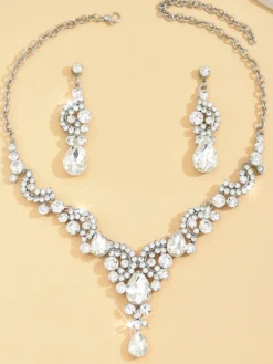 Parure de bijoux de mariée en métal et perles d'imitation attrayantes