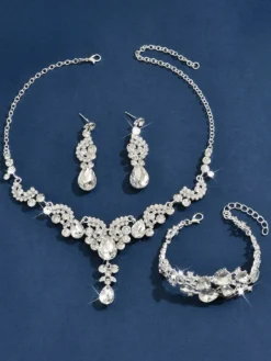 Parure de bijoux de mariée en métal et perles d'imitation attrayantes