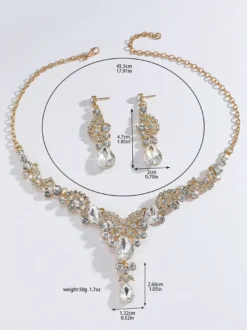 Parure de bijoux de mariée en métal et perles d'imitation attrayantes
