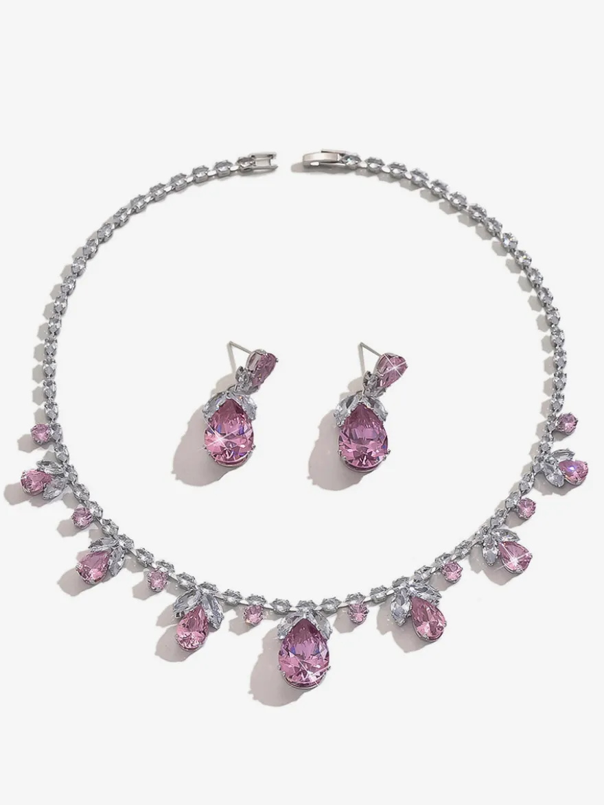 Parure de bijoux de mariée en métal et perles d'imitation attrayantes
