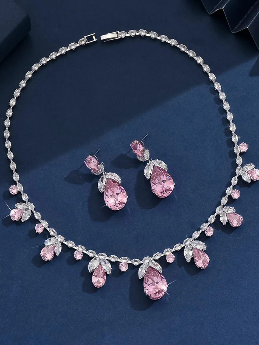 Parure de bijoux de mariée en métal et perles d'imitation attrayantes
