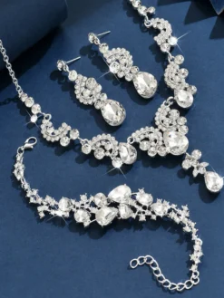 Parure de bijoux de mariée en métal et perles d'imitation attrayantes