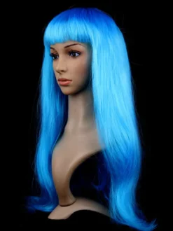 Perruque de cheveux d'Halloween violet Perruque de carnaval longues et droites