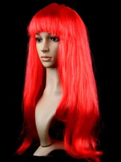 Perruque de cheveux d'Halloween violet Perruque de carnaval longues et droites