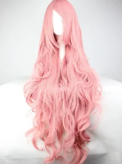 perruque de Hallowmas de Carnaval ébouriffée longue frisée Saumon Rose en fibre synthétique mode Perruques