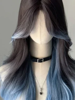 Perruque Lolita douce bleue longue fibre résistante à la chaleur mettant en valeur les cheveux Lolita accessoires