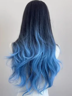 Perruque Lolita douce bleue longue fibre résistante à la chaleur mettant en valeur les cheveux Lolita accessoires