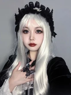 Perruques gothiques Lolita Accessoires Lolita argentés longs