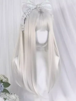 Perruques gothiques Lolita Accessoires Lolita argentés longs