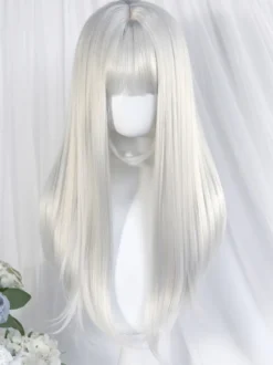 Perruques gothiques Lolita Accessoires Lolita argentés longs