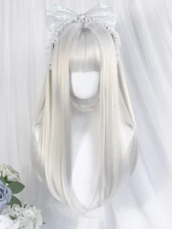 Perruques gothiques Lolita Accessoires Lolita argentés longs