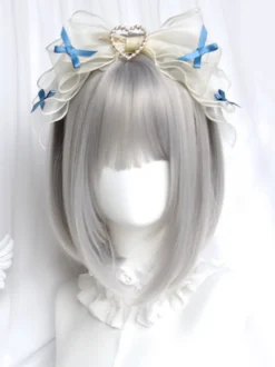 Perruques Lolita Gothiques Argent Courtes Ébouriffées Lolita Accessoires