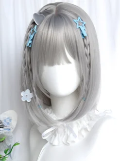 Perruques Lolita Gothiques Argent Courtes Ébouriffées Lolita Accessoires