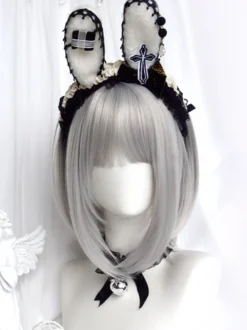 Perruques Lolita Gothiques Argent Courtes Ébouriffées Lolita Accessoires