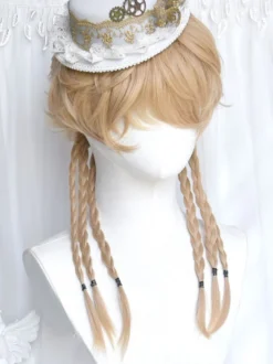 Perruques Lolita Gothiques Longues Fibres Résistantes à la Chaleur Accessoires Lolita Or Clair