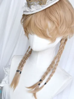 Perruques Lolita Gothiques Longues Fibres Résistantes à la Chaleur Accessoires Lolita Or Clair