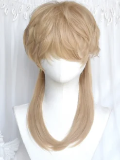 Perruques Lolita or clair cosplay accessoires Lolita courts en Fiber résistante à la chaleur
