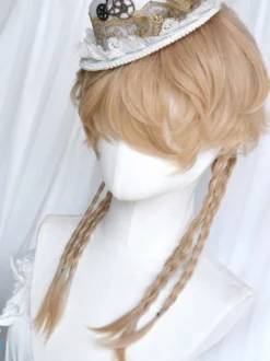 Perruques Lolita or clair cosplay accessoires Lolita courts en Fiber résistante à la chaleur