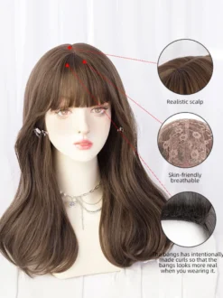 Perruques Sweet Lolita Longue Fibre Résistante À La Chaleur Accessoires Lolita Marron Foncé