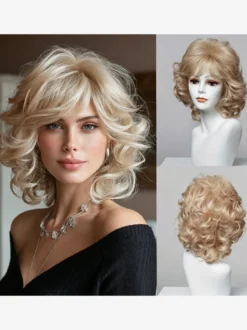 Perruque synthétique châtain clair courte pour femme