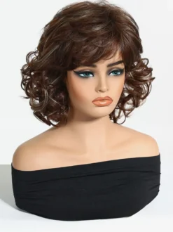 Perruque synthétique châtain clair courte pour femme
