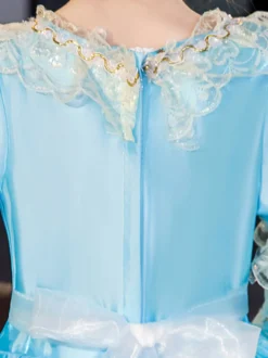 Polyester Fiber Tea Party Ruffles Manches 3/4 Robe en polyester ROCOCO Style Blue Kids 'Lolita Robes