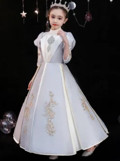 Polyester Fibre Tea Party 3/4 Longueur Manches Polyester Combinaison Gothic Silver Robes Lolita Kids