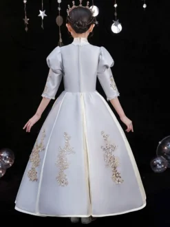 Polyester Fibre Tea Party 3/4 Longueur Manches Polyester Combinaison Gothic Silver Robes Lolita Kids