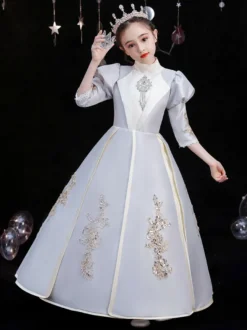 Polyester Fibre Tea Party 3/4 Longueur Manches Polyester Combinaison Gothic Silver Robes Lolita Kids