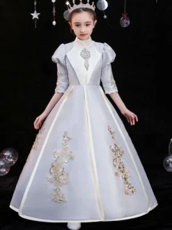 Polyester Fibre Tea Party 3/4 Longueur Manches Polyester Combinaison Gothic Silver Robes Lolita Kids