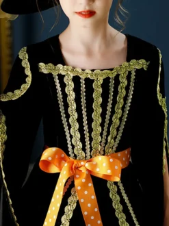 Polyester Fibre Tea Party Manches Longues Polyester Robe Gothique Noir Enfants Lolita Robes