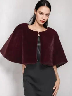 Poncho Cape Bordeaux Femme mariage soirée