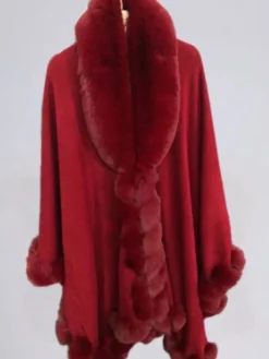 Poncho Femme avec Manches Longues à Col Revers Unicolore