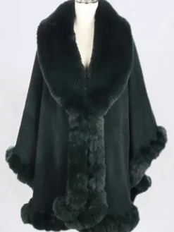 Poncho Femme avec Manches Longues à Col Revers Unicolore