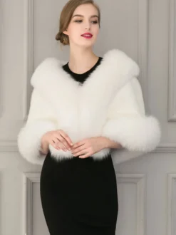 Poncho Fourré Polaire Femme Cape Blanche