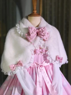 Poncho Lolita doux en polyester blanc avec nœuds en dentelle et vêtements d'extérieur Lolita d'automne