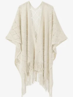 Poncho pour femme avec encolure conçue cape poncho marron clair