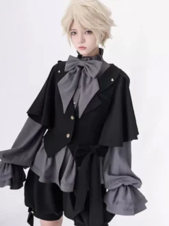 【Pré-vente】 Chemise Gothique Lolita Blouses grise à manches longues volants