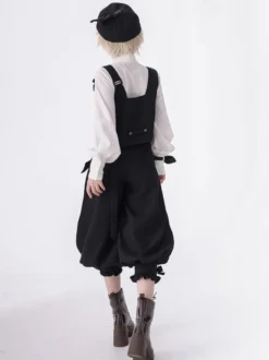 【Pré-vente】 Gilet à bandoulière Lolita asymétrique noir gothique Lolita