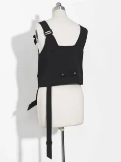 【Pré-vente】 Gilet à bandoulière Lolita asymétrique noir gothique Lolita