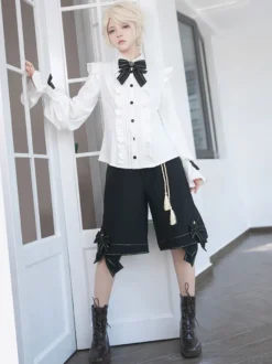 【Pré-vente】 Gothic Lolita Ouji Fashion Chemise à manches longues avec nœuds et volants
