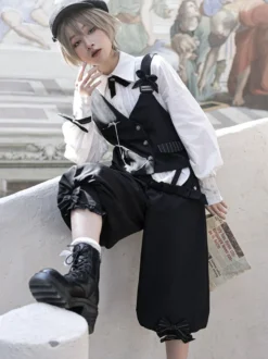 【Pré-vente】 Pantalon Bouffant Gothique Lolita Noir Chic