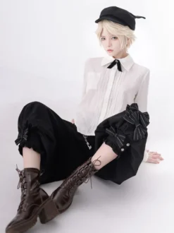 【Pré-vente】 Pantalon Bouffant Gothique Lolita Noir Chic