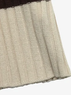Pull à col polo rayé en maille côtelée col V manches longues coupe ajustée pour femme