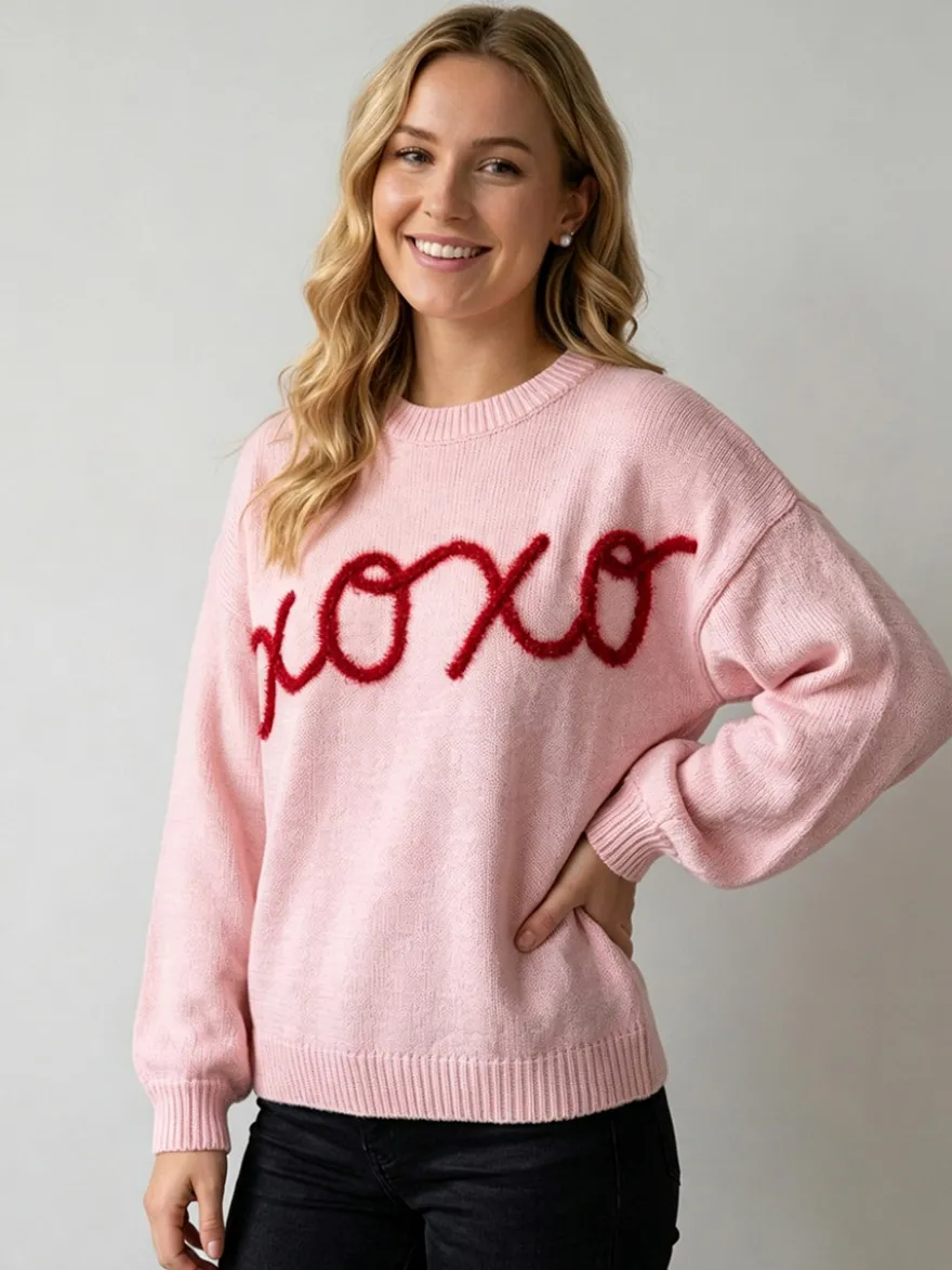 Pull en maille à col rond manches longues oversize style décontracté