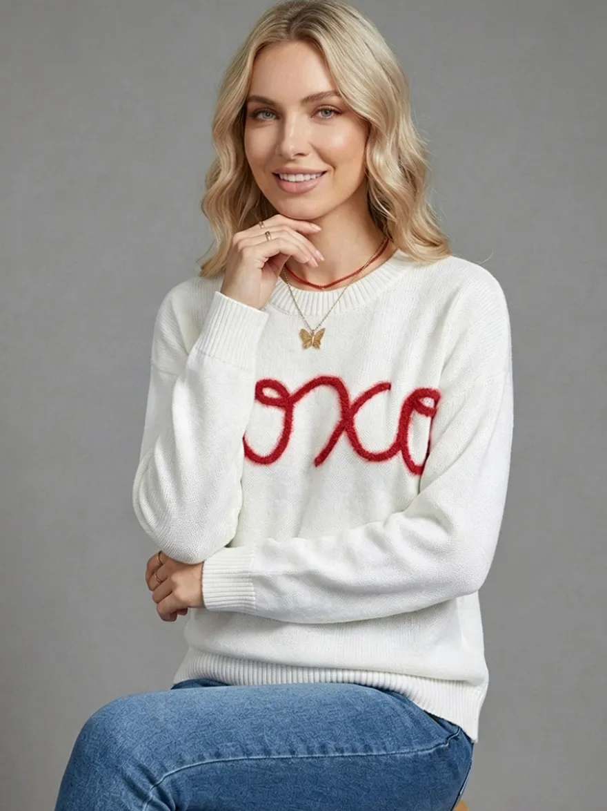 Pull en maille à col rond manches longues oversize style décontracté