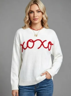 Pull en maille à col rond manches longues oversize style décontracté