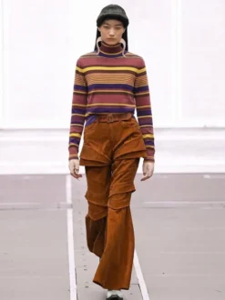 Pull en maille à col roulé rayé de couleur manches longues coupe ajustée style décontracté pour femme