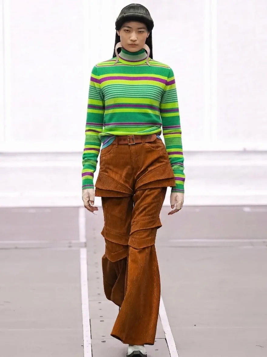 Pull en maille à col roulé rayé de couleur manches longues coupe ajustée style décontracté pour femme