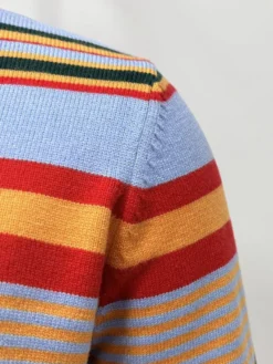 Pull en maille à col roulé rayé de couleur manches longues coupe ajustée style décontracté pour femme